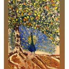 Original oil painting “Tree of Infinite Abundance” by Ukrainian artist Marina Stognieva. Canvas 60×80 cm, oil and gold leaf. A symbol of beauty, prosperity, generosity, and harmony.